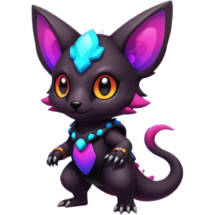 Epic Edgy Cute Colorful Vibrant Dark Nebula Modern Vernid-Protogen-creature-animal, full body emoji