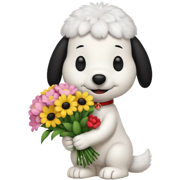 snoopy holding a bouquet emoji