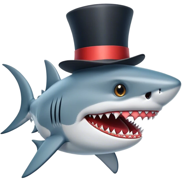 Shark with a top hat emoji