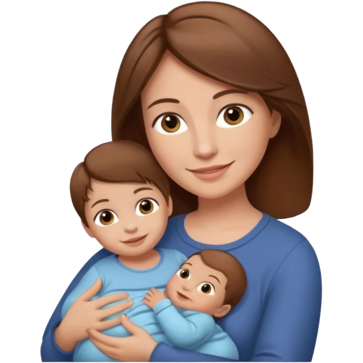 Mother holding infant brown hair fair skin emoji