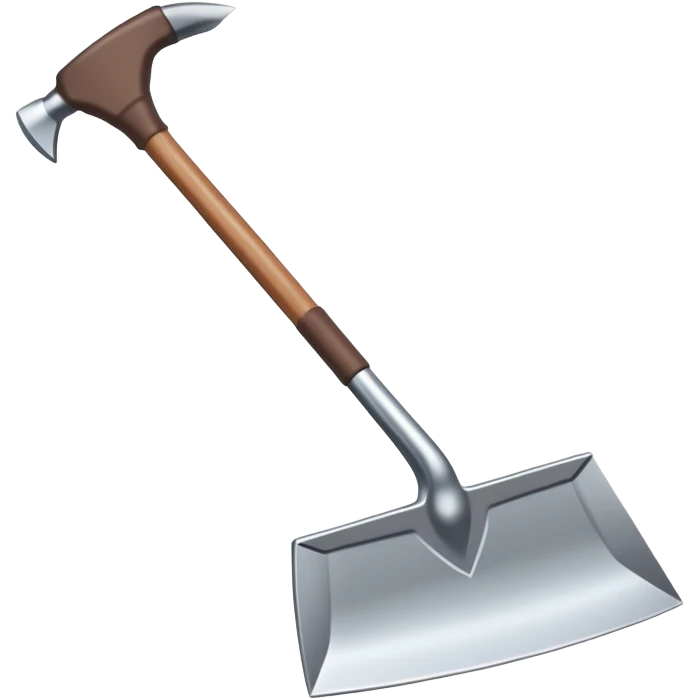 angled view of diamond hoe with brown handle emoji