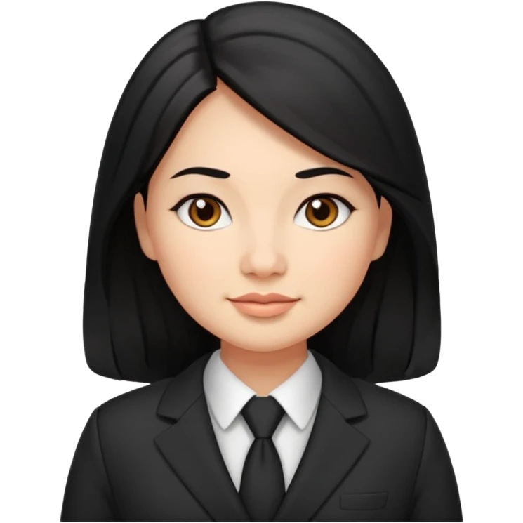 Slightly chubby professional woman with dimples, brown eyes, and long black hair emoji