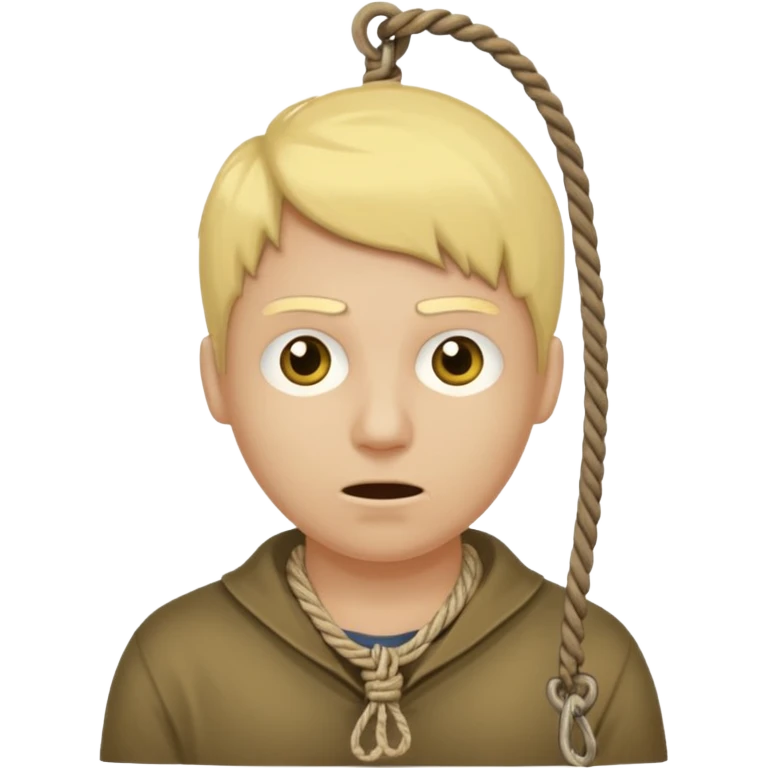 😔 with noose around neck. IOS themed emoji with regular yellowish skin(not completely yellow) only head emoji