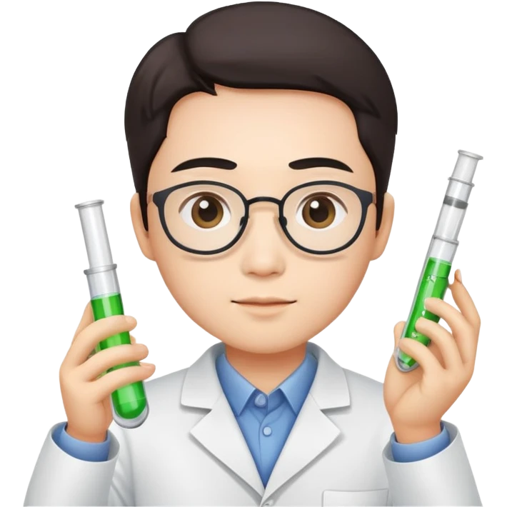 super realistic Chinese scientist holding test tube emoji