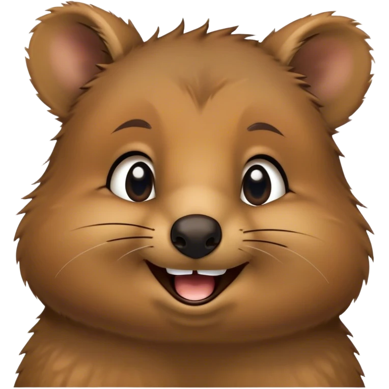 Cinematic Comical Quokka Portrait Emoji, Head tilted dramatically with an exaggeratedly amused expression, featuring a quirky, fluffy brown fur with a wide, playful grin and expressive eyes filled with humorous disbelief, Simplified yet hilariously expressive features, highly detailed, glowing with a slightly sassy glow, high shine, dramatic yet playful, stylized with an air of cheeky marsupial mischief, bright and endearing, soft glowing outline, capturing the essence of a spirited and over‐the‐top quokka, so meme‐worthy it feels like it could beam its way into internet fame instantly! emoji