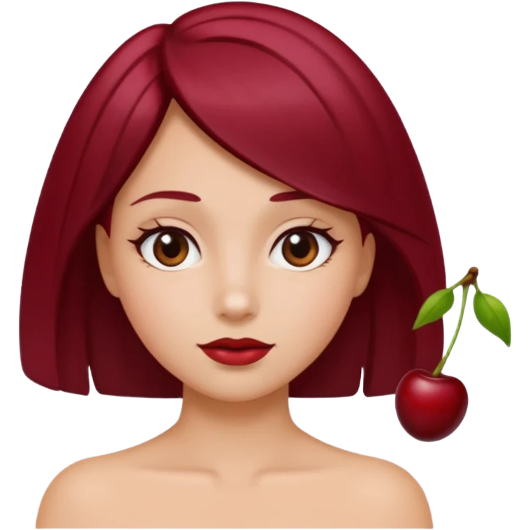 I take second photo but change the color of the hair for a red cherry or burgundy emoji