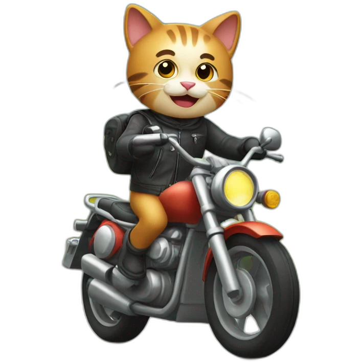 happy cat driving motorbike emoji