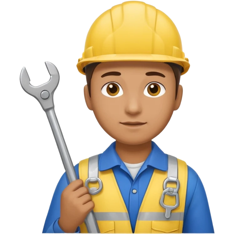ultra realistic engineer with small ukraine flag and with wrench emoji
