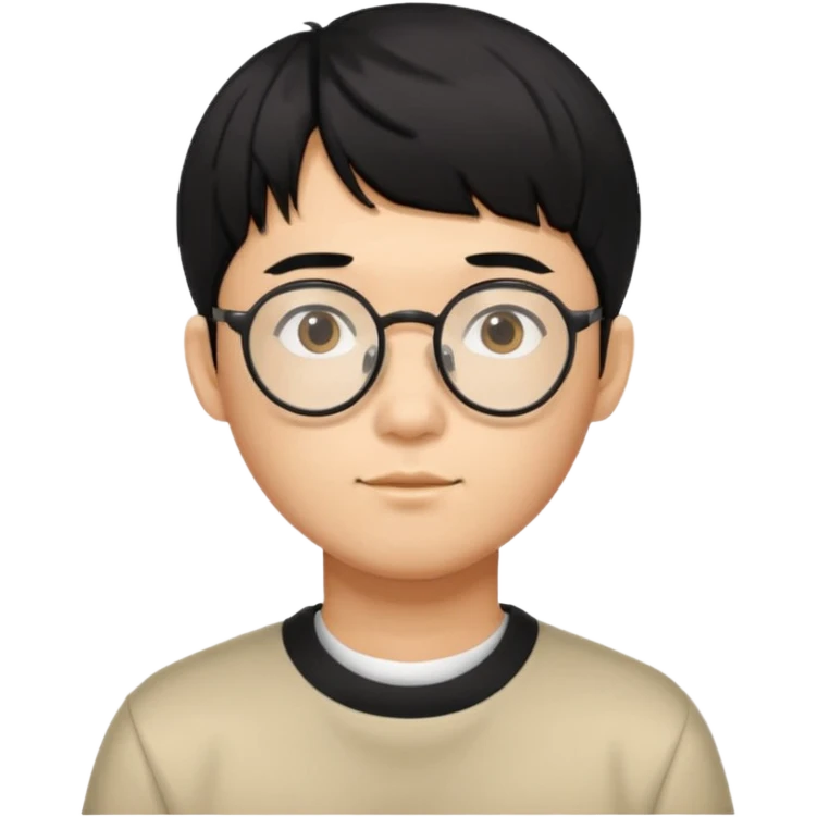 Korean man, black hair in a bowl cut, wearing glasses emoji