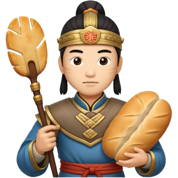 chinese ancient warrior with bread emoji