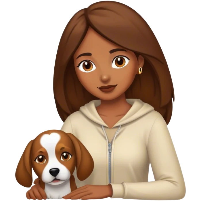 Emoji de mujer morenita con su perro emoji