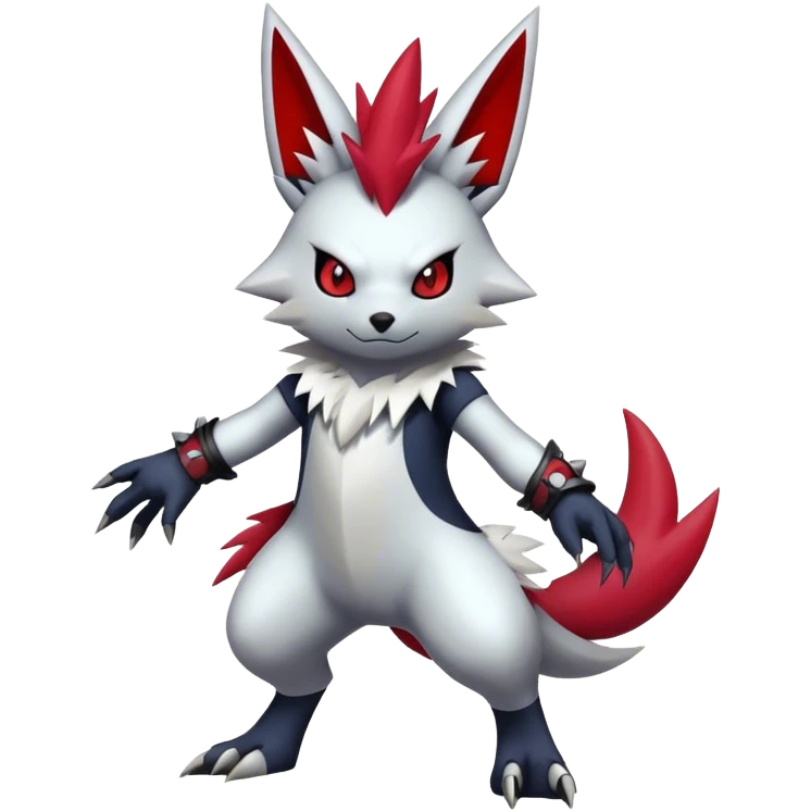 Epic Shiny Cool Edgy Punk Zangoose-Zorua-Pokemon-fakemon-hybrid-animal Full Body  emoji