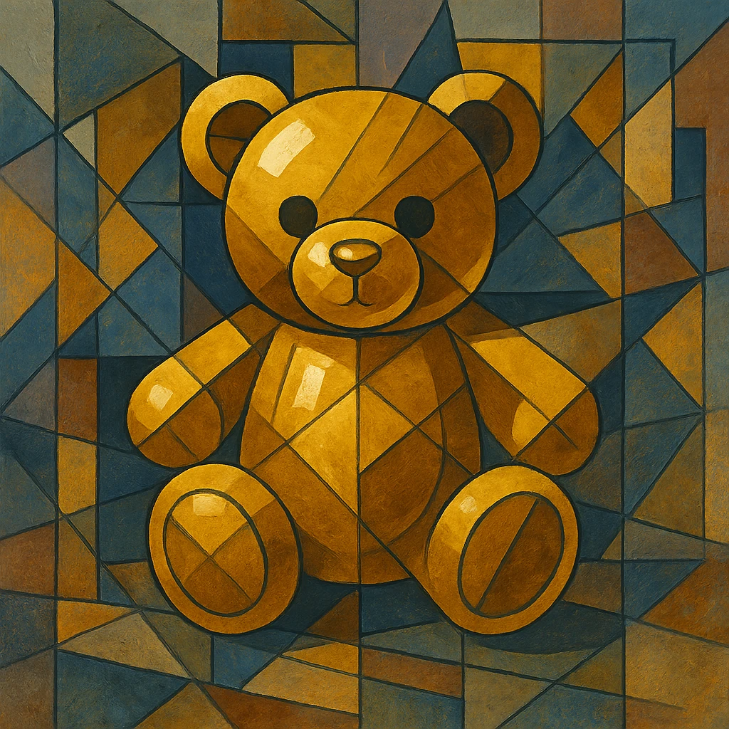 gold teddybear, metallic, shiny, icon emoji