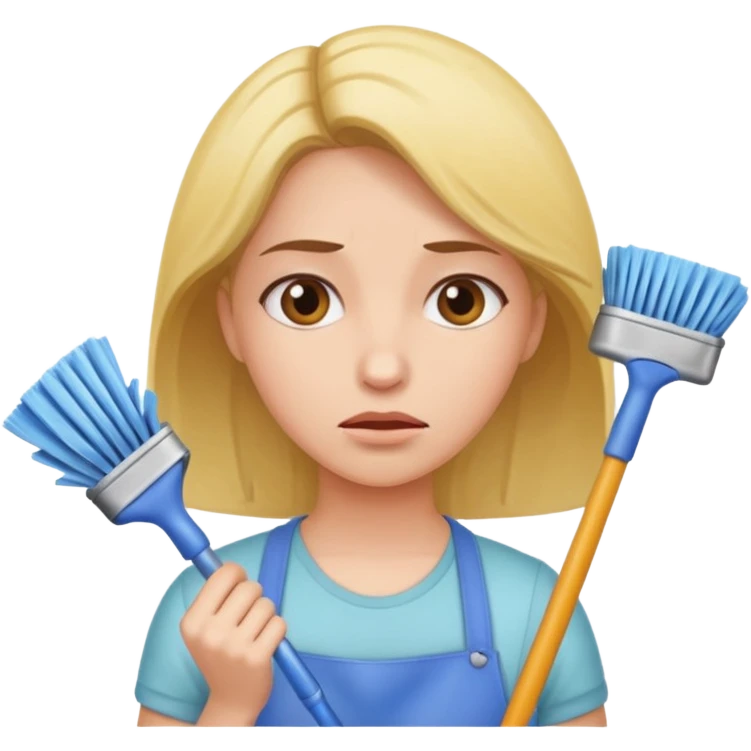 lady cleaning excessively and feeling anxious emoji