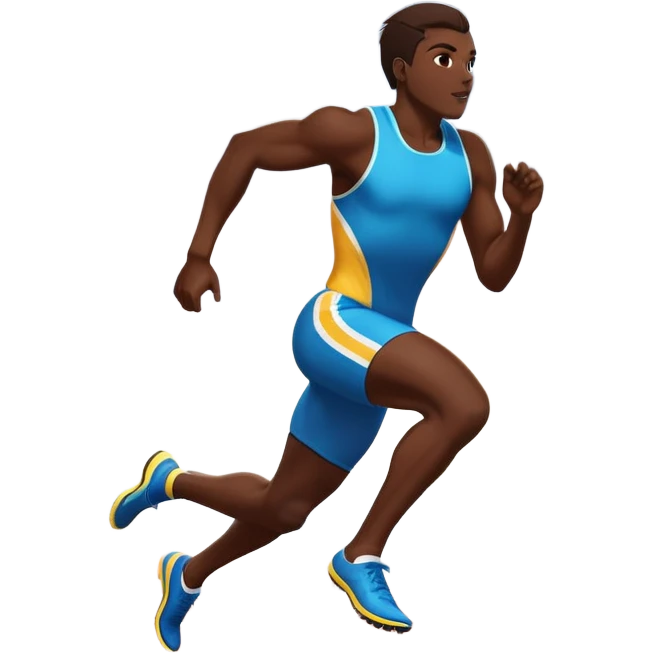An icon featuring an athlete sprinting on a track, with powerful strides and determination. The background showcases a vibrant stadium with cheering fans, bright lights, and a clear sky. The athlete's motion is dynamic, emphasizing speed and competition. emoji