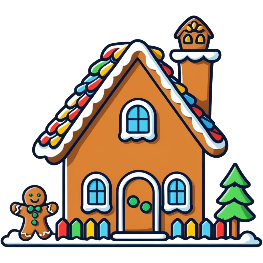 light pink and gold and white gingerbread house emoji