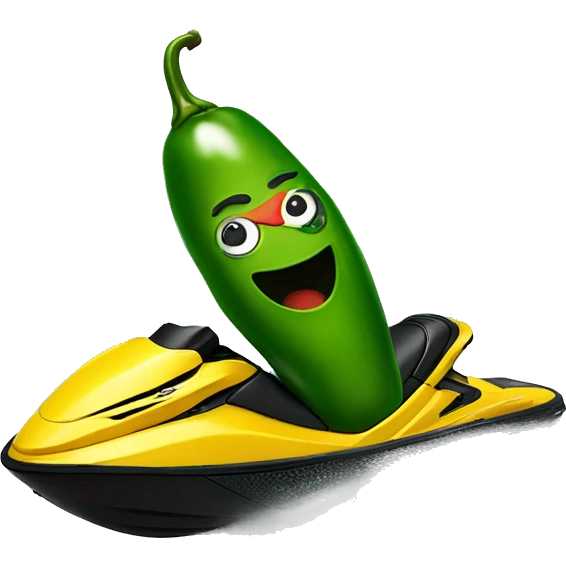 Jalapeno on a jet ski emoji