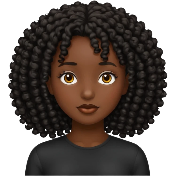 Una chica morena de cabello rizado no esponjado y color negro emoji