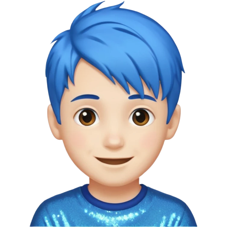glitter blue gamer Boy happy blue hair emoji