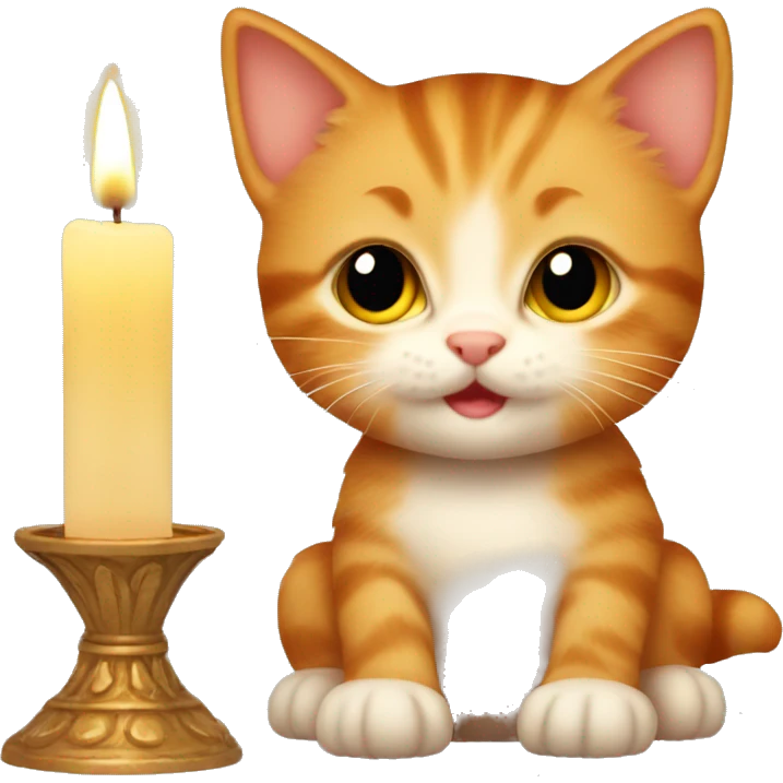 Ginger kitten holding a candle emoji