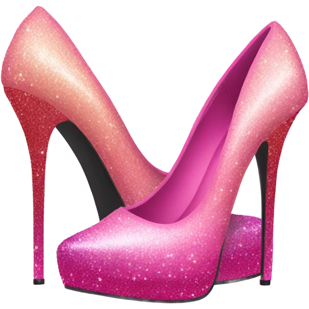 Pink ombre 9in high heels with glitter emoji