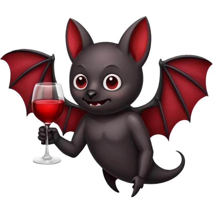 black bat drinking wine emoji