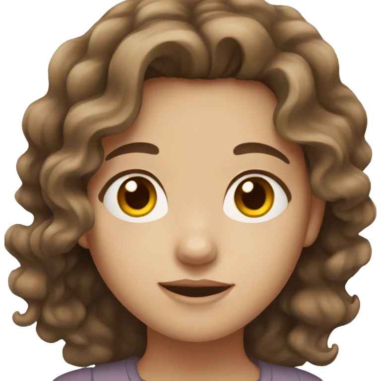 girl with wavy brown hair, brown eyes, and white skin emoji