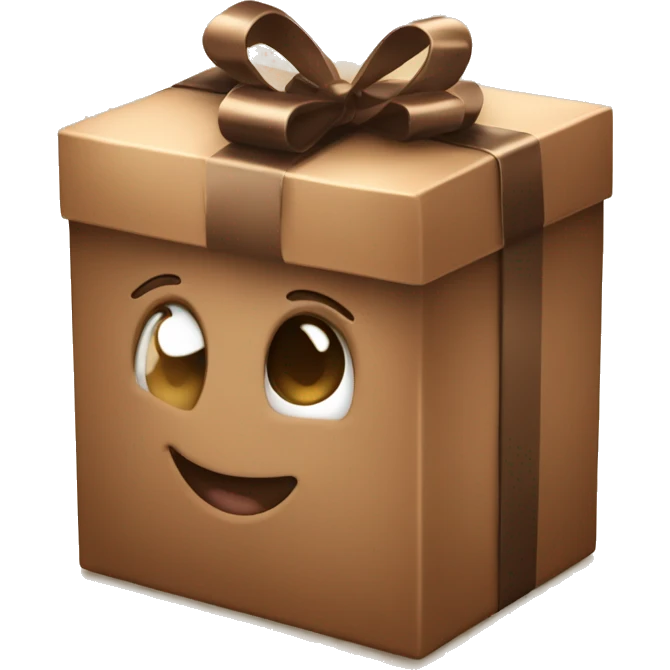 Aesthetic shine gift box in brown style emoji