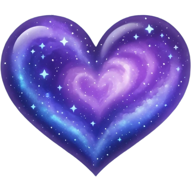 a heart shape with a night sky galaxy texture, sparkling stars, deep blues and purples emoji
