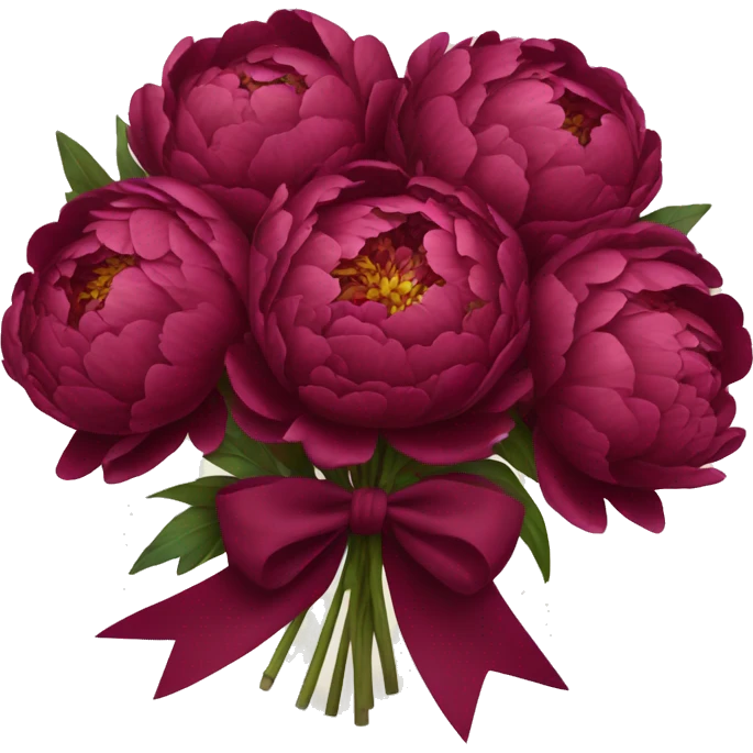 Big bouquet of burgundy peonies with a bow emoji