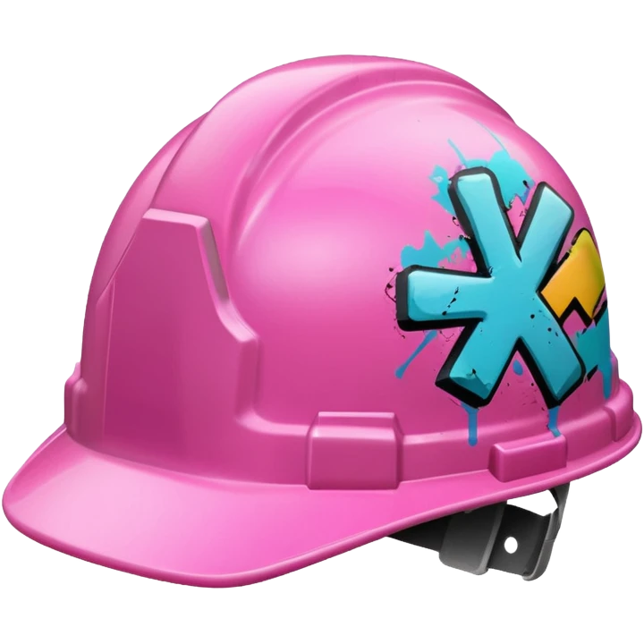 pink hard hat with graffity emoji