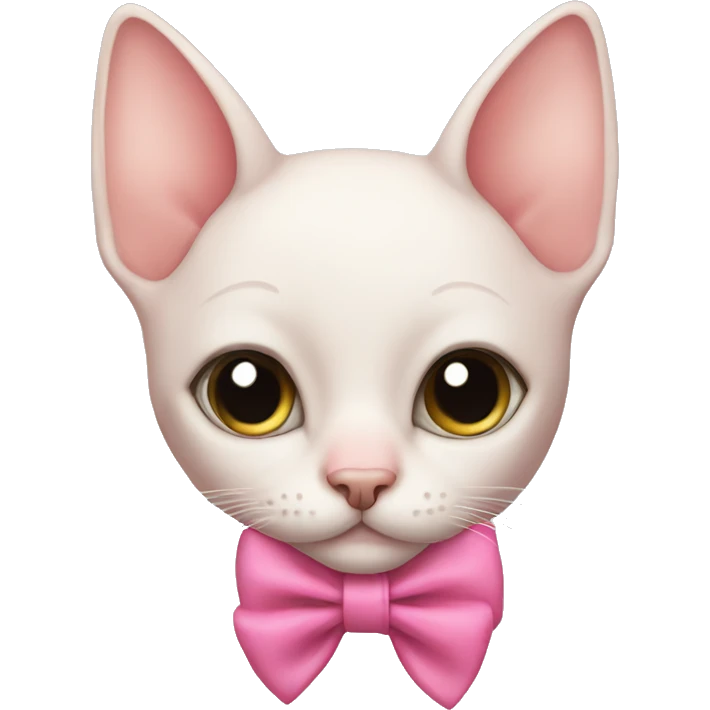 Hairless cat with pink bow emoji