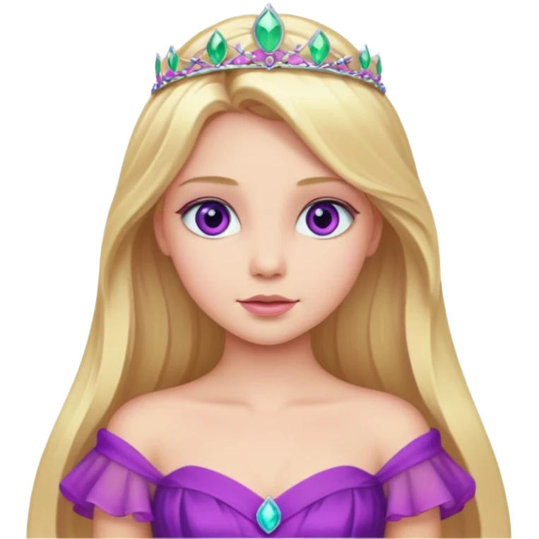 Aurora with long blonde hair, violet eyes, pink outfit emoji