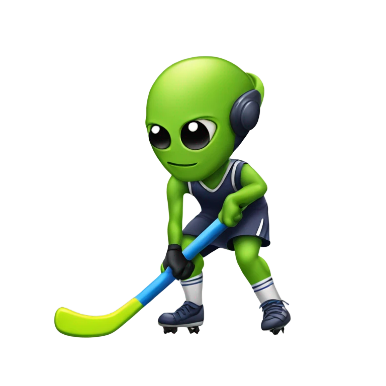 Field hockey playing alien emoji