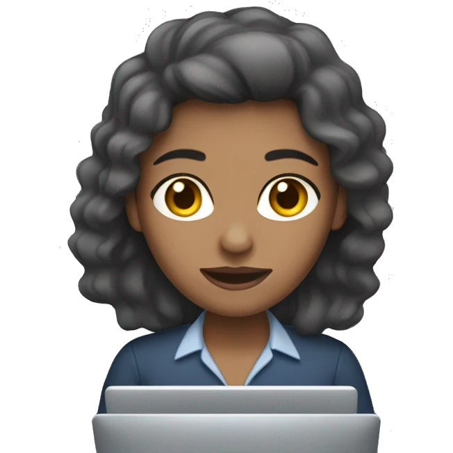 dark brown hair light skin woman typing on computer emoji