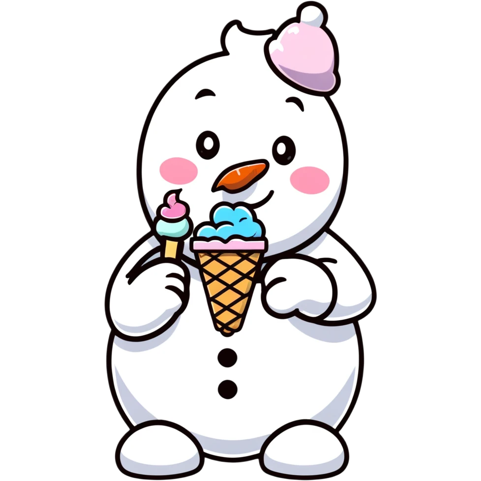 snowman eating ice cream emoji