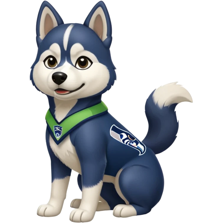 Black white husky with floppy ears Seattle Seahawks gear emoji