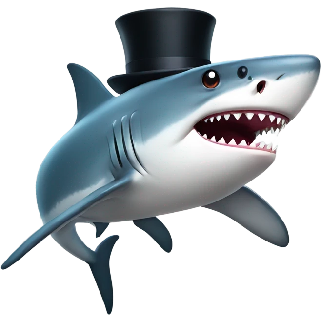 Shark with a top hat emoji