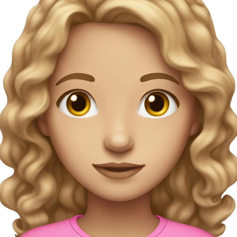 Pretty Girl in pink with hazel eyes and medium wavy light brown hair  emoji