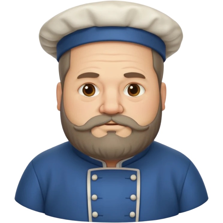 medieval fat chef, middle-aged, bearded, sly, grim-faced emoji emoji