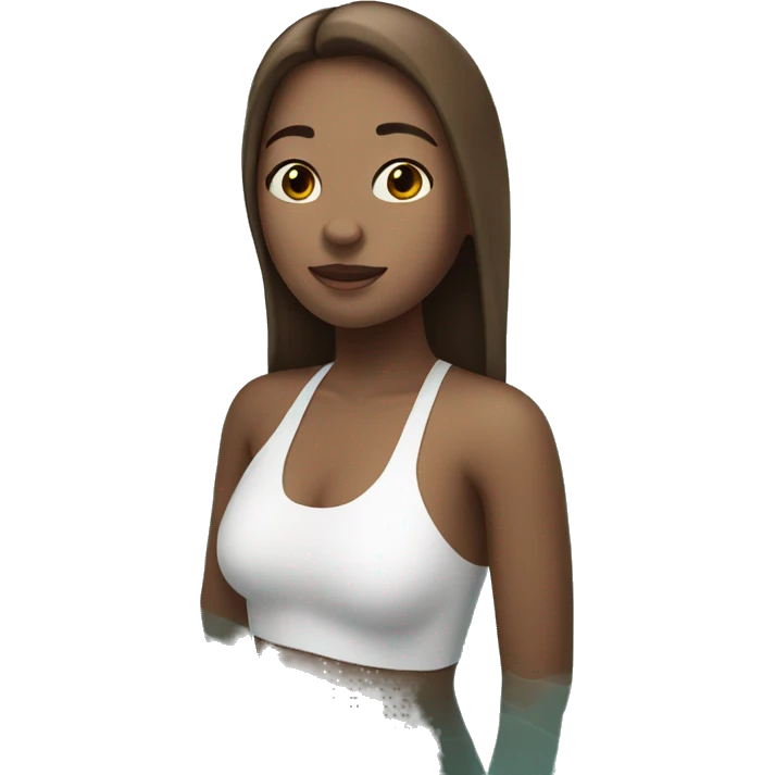 girl with white skin and brown hair doing swimming emoji