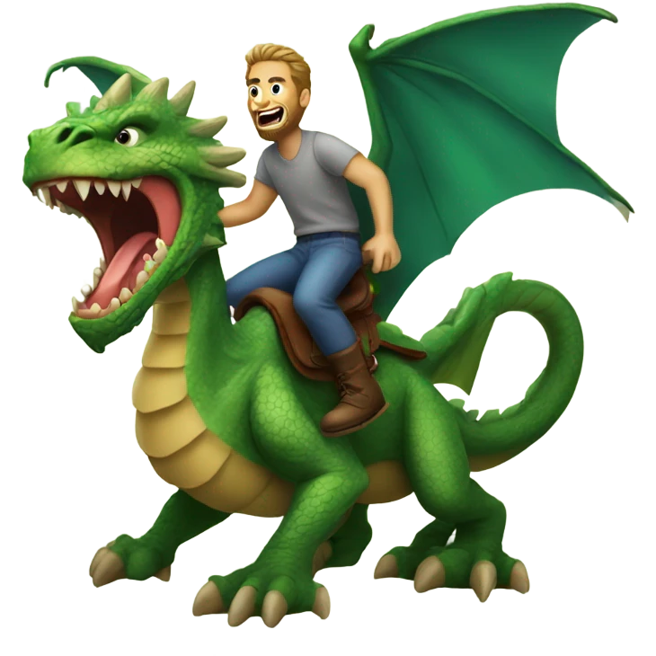 Man riding a dragon with big foot emoji