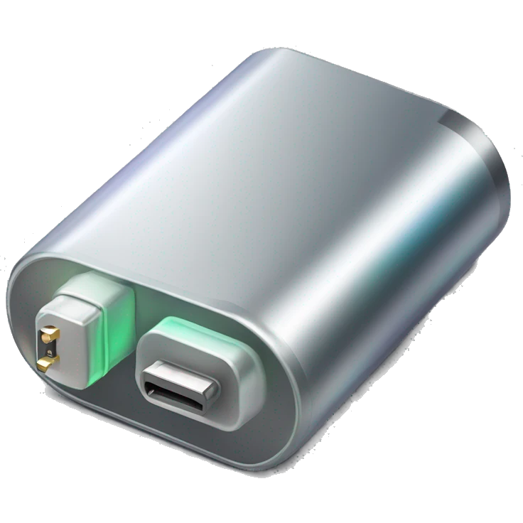 Realistic isolated gradient silver holographic  battery charger for iphone emoji