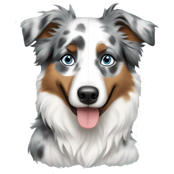 Blue merle Australian Shepherd with blue eyes emoji