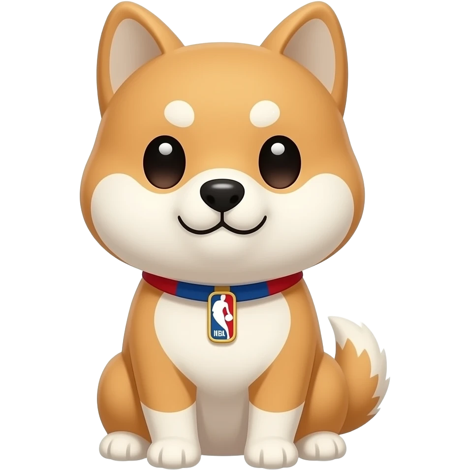 Hachiko dog in chibi cute animation sitting watching nba games emoji
