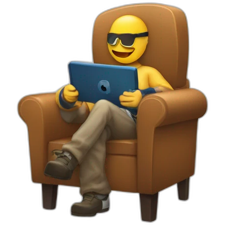 Joueur asi sur une chaise gaming avec une manette a la main emoji