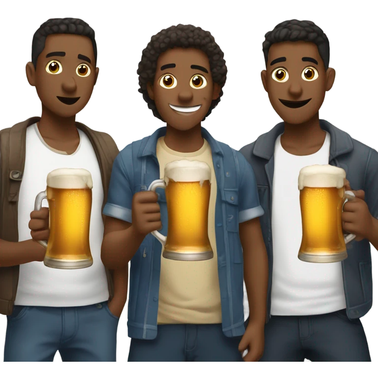 3 cool guys chugging beer emoji