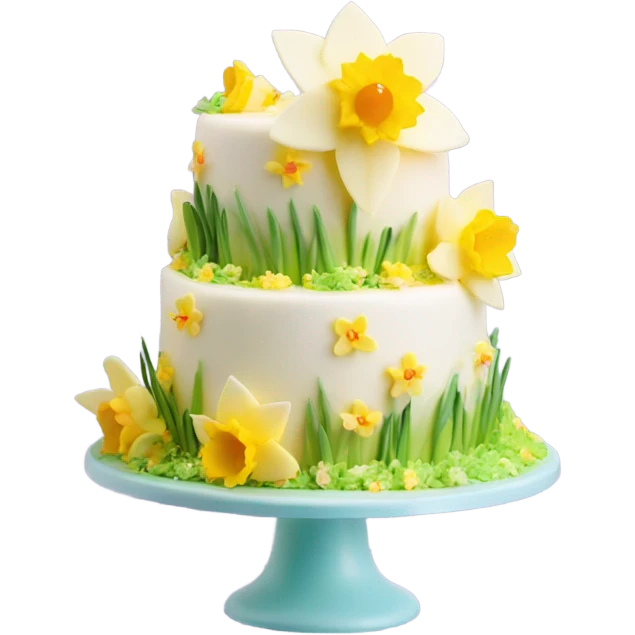 beautifully decorated 2 tier cute easter daffodil cake emoji