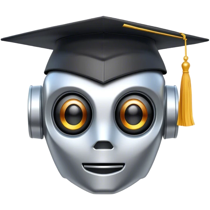 Robot head with graduation hat emoji
