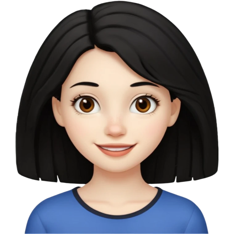 a girl that has black 4c hair textures and pale skin color, It has brown eyes, a nose, lips, and it’s smiling. emoji